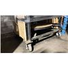 Image 4 : BLACK METAL MOBILE COCKTAIL TABLE EVENT CART WITH ASSORTED WOODEN 3 PCS COCKTAIL TABLES / STANDS /