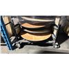 Image 4 : BLACK METAL MOBILE COCKTAIL TABLE EVENT CART WITH ASSORTED WOODEN 3 PCS COCKTAIL TABLES / STANDS /