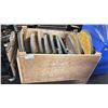 Image 2 : BLACK METAL MOBILE COCKTAIL TABLE EVENT CART WITH ASSORTED WOODEN PALLET CRATE OF COCKTAIL TABLE