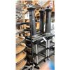 Image 1 : BLACK RUBBERMAID 3 TIER MOBILE COMMERCIAL PRODUCT CART WITH RUBBERMAID OUTDOOR CIGARETTE WASTE