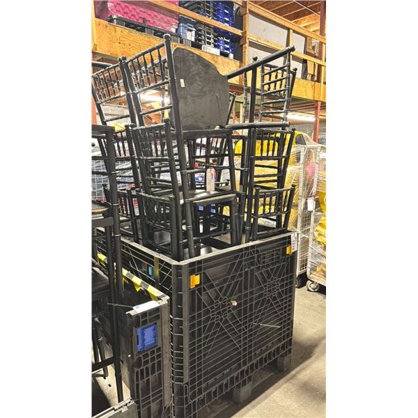 PALLET CRATE OF 13 BLACK WOOD CHIAVARI EVENT 30"H BAR CHAIRS *PALLET BIN NOT INCLUDED*