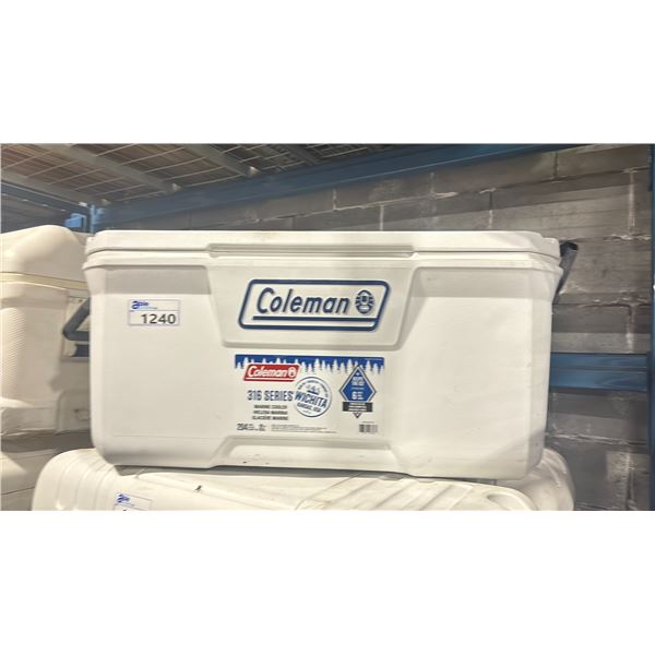 COLEMAN 316 SERIES WHITE LARGE COMMERCIAL INSULATED TRANSPORT COOLER *NO CONTENTS*