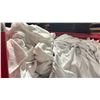 Image 2 : LARGE RED MOBILE PRODUCT CART WITH ASSORTED SIZE/LENGTH BANQUET LINENS *SOME USED, CART INCLUDED*