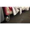 Image 3 : LARGE RED MOBILE PRODUCT CART WITH ASSORTED SIZE/LENGTH BANQUET LINENS *SOME USED, CART INCLUDED*