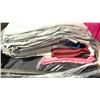 Image 3 : BLACK 2 TIER PRODUCT CART WITH ASSORTED SIZE/LENGTH BANQUET LINENS *SOME USED, CART INCLUDED*