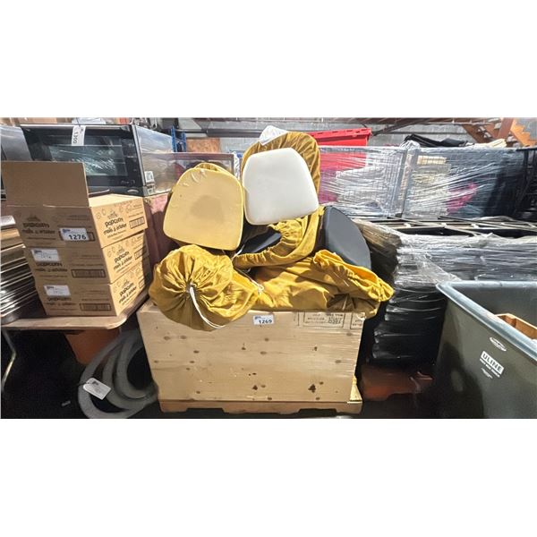 PALLET OF ASSORTED PROFESSIONAL EVENT / BANQUET CHAIR PADS IN BAGS