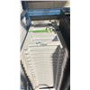 Image 2 : STACK OF 22 WHITE PLASTIC FOLDING EVENT CHAIRS ON MOBILE CHAIR CART *CART INCLUDED*