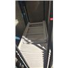 Image 2 : STACK OF 14 WHITE PLASTIC FOLDING EVENT CHAIRS ON MOBILE CHAIR CART *CART INCLUDED*
