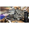 Image 2 : BLACK METAL MOBILE COCKTAIL TABLE EVENT CART WITH ASSORTED WOODEN 3 PCS COCKTAIL TABLES / STANDS /