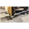 Image 4 : BLACK METAL MOBILE COCKTAIL TABLE EVENT CART WITH ASSORTED WOODEN 3 PCS COCKTAIL TABLES / STANDS /