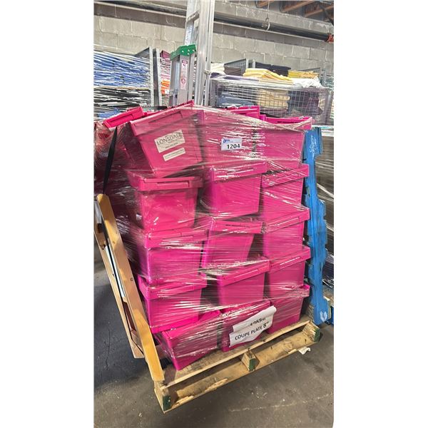 PALLET OF COMMERCIAL RESTAURANT WHITE 8  SIDE PLATES IN FOLDING TOP BINS *BINS INCLUDED*