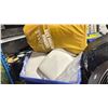 Image 2 : BLUE PLASTIC MOBILE EVENT CART WITH ASSORTED PROFESSIONAL EVENT / BANQUET CHAIR PADS