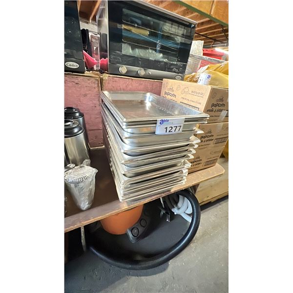 STACK OF 21" X 13" STAINLESS STEEL COMMERCIAL INSERTS