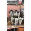 Image 1 : 4 STAINLESS STEEL COMMERCIAL COFFEE CARAFES & 3 STAINLESS STEEL DRINK SHAKER/STRAINERS