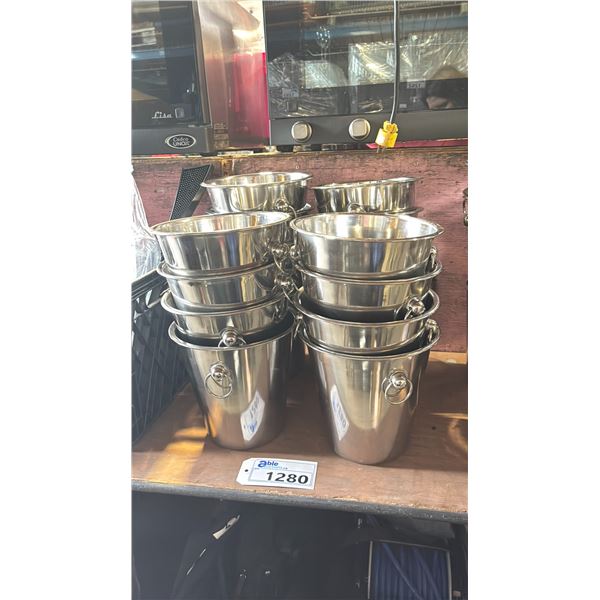 4 STACKS OF CHROME COMMERCIAL DESIGNER ICE BUCKETS