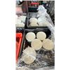 Image 2 : PALLET OF COMMERCIAL RESTAURANT OF ASSORTED COLOR DECORATIVE UNDERLAY PLATES, WHITE 4 1/2" SAUCERS,