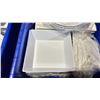 Image 2 : 2 BINS OF COMMERCIAL RESTAURANT WHITE 14" SQUARE SERVING PLATES, WHITE 9" SQUARE SALAD BOWLS & OVAL