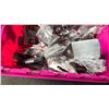 Image 4 : LARGE FOLD TOP BIN OF COMMERCIAL RESTAURANT STAINLESS STEEL SPATULAS, MEAT FORKS, ASSORTED