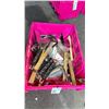Image 2 : LARGE FOLD TOP BIN OF COMMERCIAL RESTAURANT STAINLESS STEEL SPATULAS, MEAT FORKS, ASSORTED