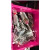 Image 2 : 2 SMALL FOLD TOP BINS OF COMMERCIAL RESTAURANT LIQUOR BOTTLE SPOUTS, ICE SCOOPS & BAR TOOLS
