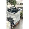 Image 1 : 2 STACKS OF METAL COMMERCIAL CHAIR CARTS & A FOLD TOP BIN OF CASTORS