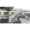 Image 1 : COMMERCIAL MOBILE STORAGE RACK WITH ALUMINUM OUTDOOR EVENT POLES WITH BASES & RUBBER WEIGHT BLOCKS