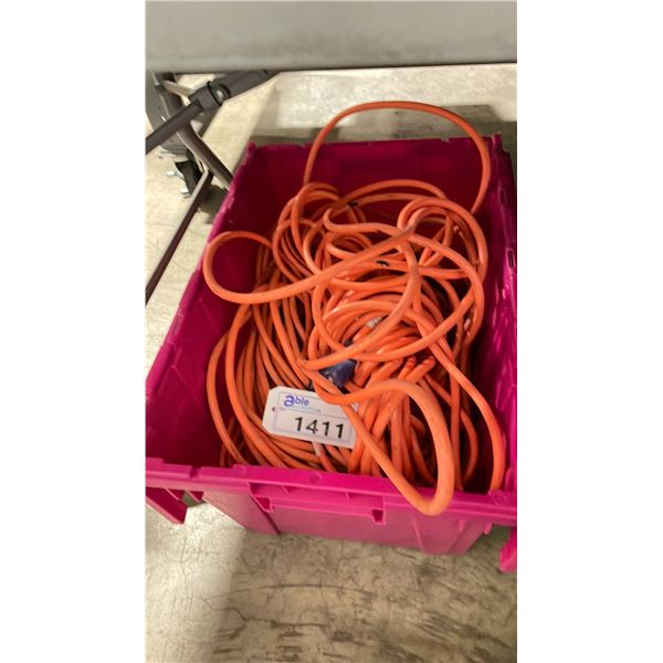 LARGE FOLD TOP BIN OF HEAVY DUTY EVENT/ BANQUET EXTENSION CORDS  *BIN INCLUDED*