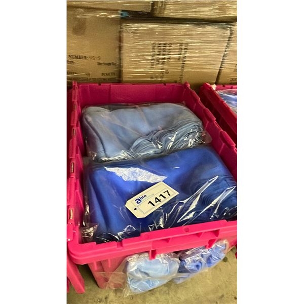 LARGE FOLD TOP BIN OF EVENT/ BANQUET CHAIR ORGANZA FABRIC ( ROYAL BLUE, LAVENDAR )  *BIN INCLUDED*