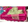 Image 2 : LARGE FOLD TOP BIN OF EVENT/ BANQUET CHAIR ORGANZA FABRIC ( GREEN )  *BIN INCLUDED*