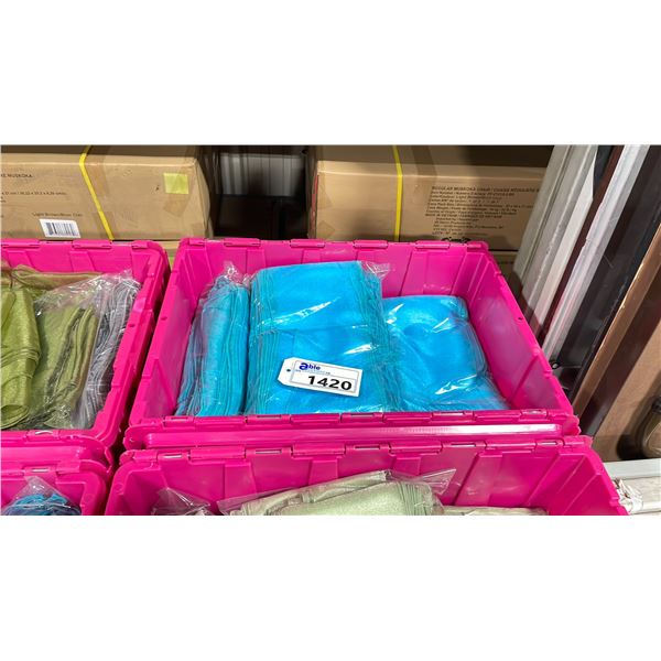 LARGE FOLD TOP BIN OF EVENT/ BANQUET CHAIR ORGANZA FABRIC ( LIGHT BLUE )  *BIN INCLUDED*