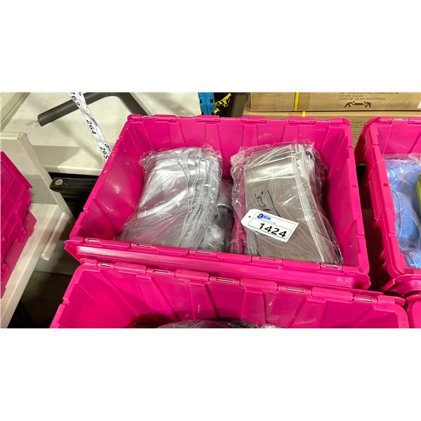 LARGE FOLD TOP BIN OF EVENT/ BANQUET CHAIR ORGANZA FABRIC ( SILVER, PINK )  *BIN INCLUDED*