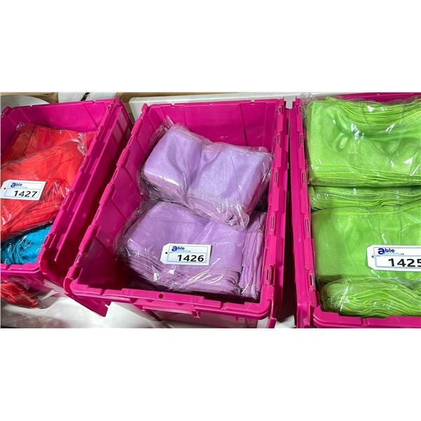 LARGE FOLD TOP BIN OF EVENT/ BANQUET CHAIR ORGANZA FABRIC ( LIGHT PURPLE )  *BIN INCLUDED*