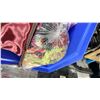 Image 2 : LARGE BLUE BIN FULL OF ASSORTED SIZE/LENGTH/COLOR BANQUET LINENS / BOW ORGANZA  *BIN INCLUDED*