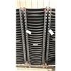 Image 1 : STACK OF 25 BLACK PLASTIC FOLDING EVENT CHAIRS ON MOBILE CHAIR CART * CART INCLUDED *