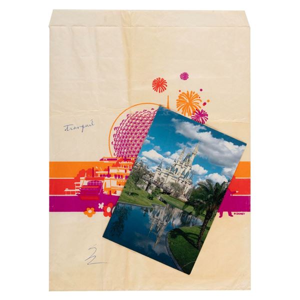 A Walt Disney World Postcard and Souvenir Bag.