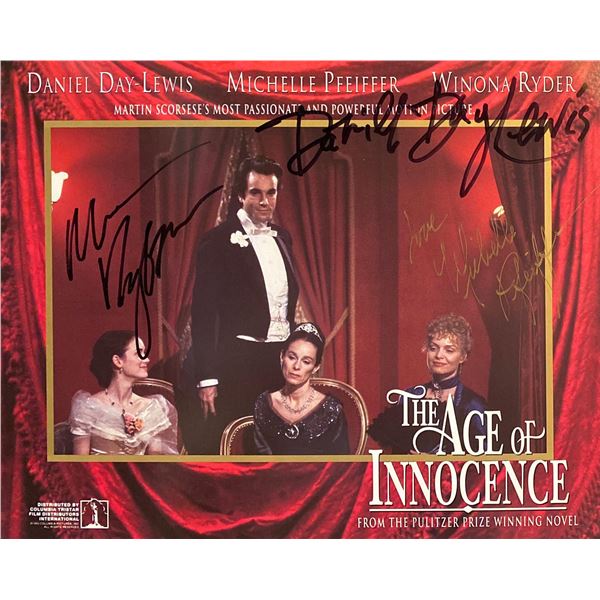 The Age of Innocence Daniel Day-Lewis, Michelle Pfeiffer and Winona Ryder signed mini lobby card
