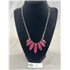 Image 1 : Very Eye Catching Sterling Silver Pink Stone, Collom Necklace