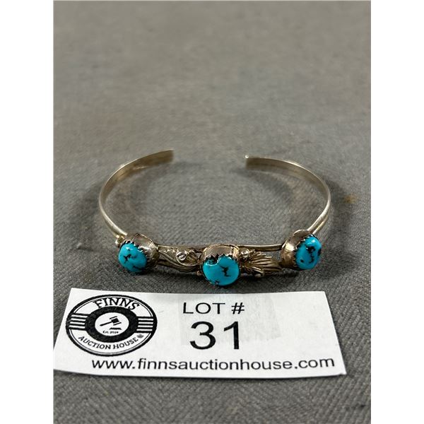 Vintage Sterling Silver Genuine Turqouise Cuff