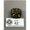 Image 1 : Vintage Red, Green, Yellow & Gold Rhinestone Brooch Black Metal.