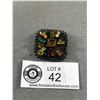 Image 2 : Vintage Red, Green, Yellow & Gold Rhinestone Brooch Black Metal.