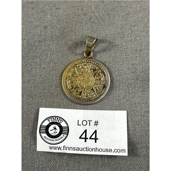 Vintage Silver Mexico Sun Dial Pendant