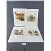 Image 1 : 4 Very Nice Unframed European Coloured Pictures
