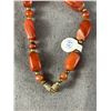 Image 2 : Old Carnelian Stone 24" L Necklace w/ 1" Heart Pendant.