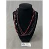 Image 1 : Exquisite Quality Genuine Pearl, Onyx & Garnet Necklace. Approx. 18"L