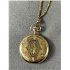 Image 2 : Vintage Waltham Goldtone Monogrammed Pocket Watch w/ 38" Chain In Working Condition