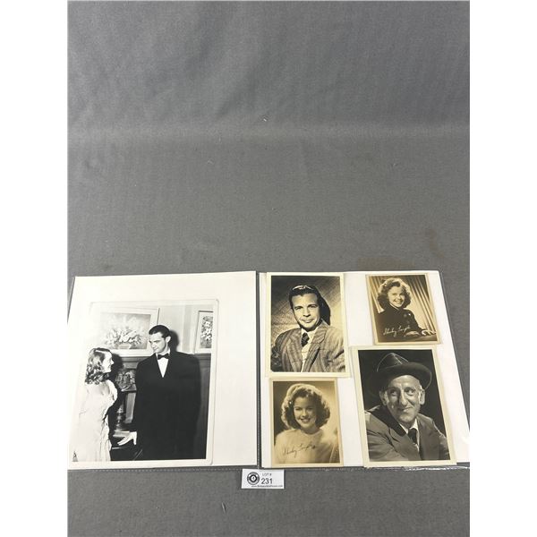 12 Vintage Various Sized B&W Hollywood Movie Star Photos Some Autographed - Pat O'Brien, Shirley Tem