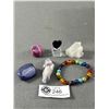 Image 1 : Nice Assortment Of Polished Rocks & Crystals Including Stone Bracelet