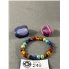 Image 3 : Nice Assortment Of Polished Rocks & Crystals Including Stone Bracelet