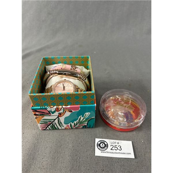 Very Pretty Watch & Bracelet Set Plus Gold Plated Bangles