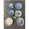 Image 1 : Assortment Of Vintage Blue & White Pattern Saucers & Butter Plates - Ridgway, Wedgewood, Staffordshi